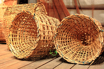 Image showing many yellow Wicker Basket 