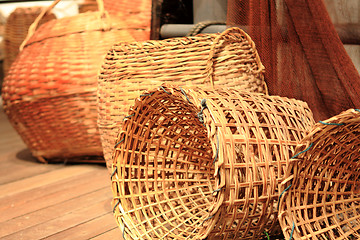 Image showing many yellow Wicker Basket 