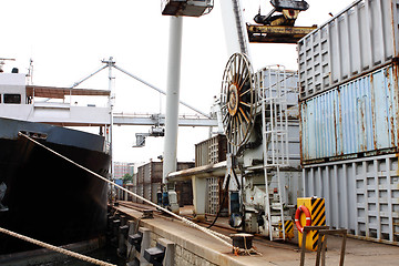 Image showing cargo cranes at harbor 