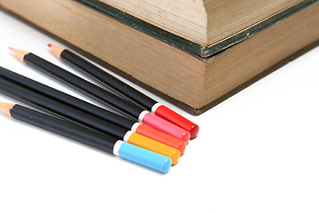 Image showing Back to school concept with books and pencils 