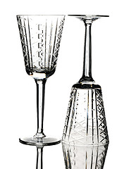 Image showing Two crystal wine glasses, isolated.