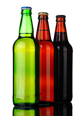 Image showing Tree bottles of beer