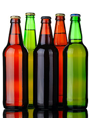 Image showing Five bottles of beer
