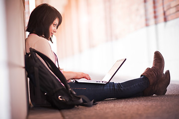 Image showing Mixed race college student with laptop