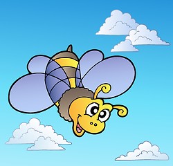 Image showing Cute bee on blue sky