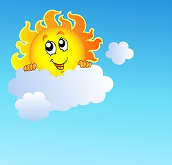 Image showing Sun holding cloud on blue sky