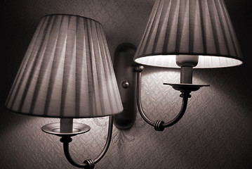 Image showing Photo of wall lamp with dim light   