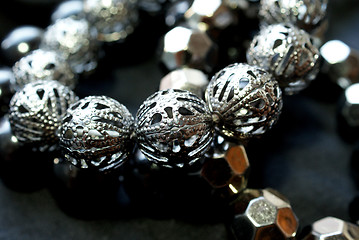 Image showing Dark Silver Bead Bracelet on Black