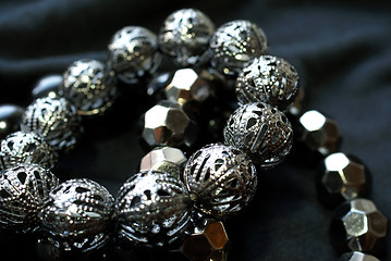 Image showing Silver Bead Bracelet over Black 