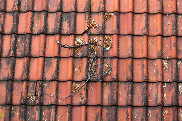 Image showing Old red roof tiles 