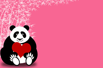 Image showing Happy Valentines Day Panda Bear Holding Heart