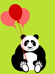 Image showing Happy Valentines Day Panda Bear Holding Balloons
