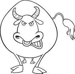 Image showing Angry bull for coloring book