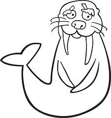 Image showing Walrus for coloring book