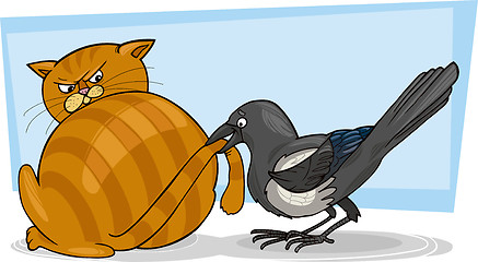 Image showing Cat and magpie