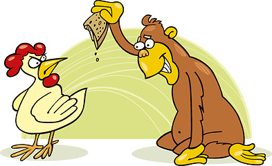 Image showing Monkey and chicken