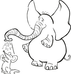 Image showing Mouse and Elephant for coloring book