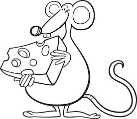 Image showing Mouse with cheese for coloring book