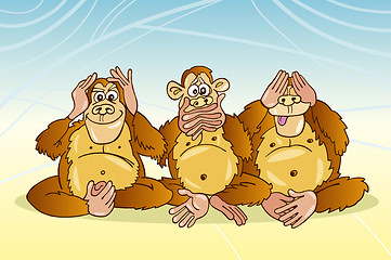 Image showing Three monkeys