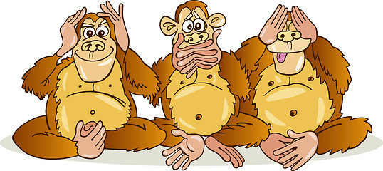 Image showing Three monkeys