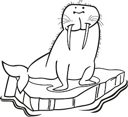 Image showing Walrus on floating ice for coloring book