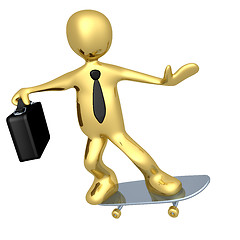 Image showing Businessman On Skateboard