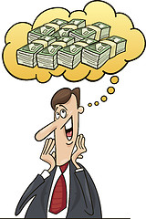 Image showing Businessman thinking about money