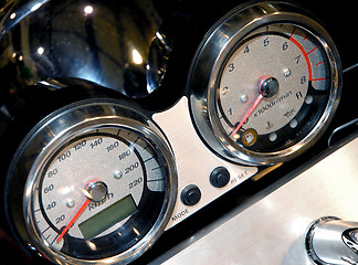 Image showing Motorcycle details speedometer closeup