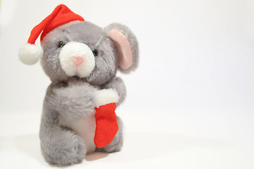 Image showing A cute fluffy Christmas mouse