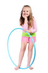 Image showing Girl with  hula hoop, isolated.