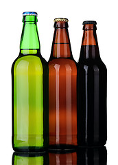 Image showing Tree bottles of beer