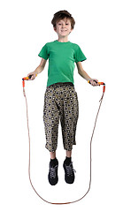 Image showing The boy jumping rope, isolated