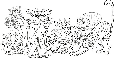 Image showing color cats group for coloring book