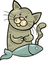 Image showing Happy cat with fish