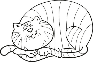 Image showing Fat cat for coloring book