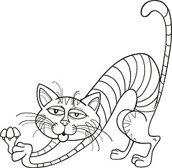 Image showing Cat stretching for coloring book