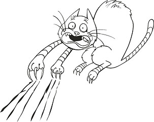 Image showing Frightened cat for coloring book