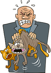 Image showing Angry man with cats