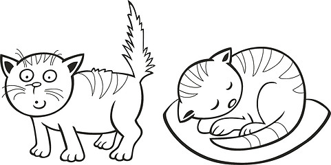 Image showing Cute little Cats for coloring book