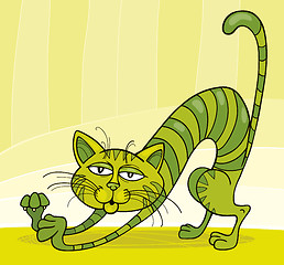 Image showing Green Cat stretching