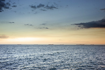 Image showing ocean waves at sunset