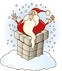 Image showing Santa Claus stuck in chimney