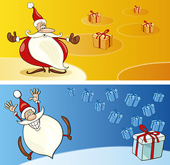 Image showing Santas with gifts