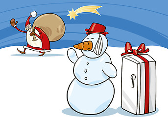 Image showing Snowman and Santa