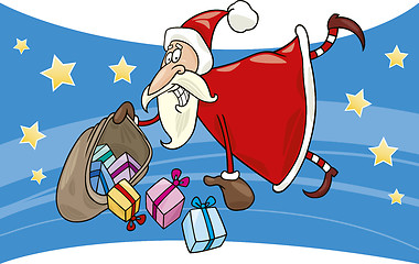 Image showing flying santa with gifts