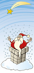 Image showing Santa Claus stuck in chimney