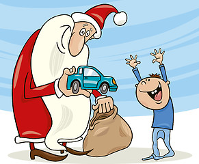 Image showing santa claus and little boy