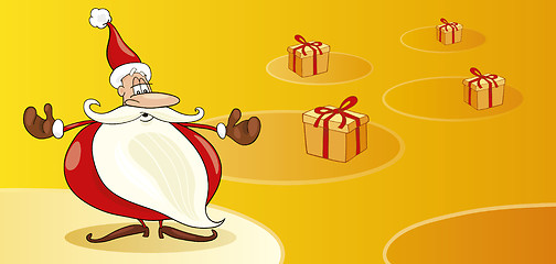 Image showing Santas with gifts