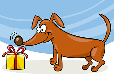 Image showing Dog and christmas gift