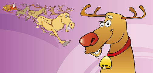 Image showing Red nose reindeer christmas card